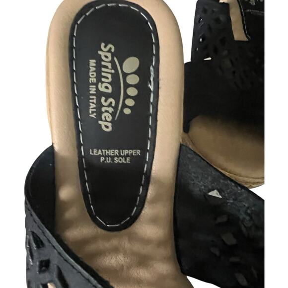 Spring Step Sandals Women Size 8 Italy 3" Cork Wedge Open Toe Leather - Picture 5 of 6